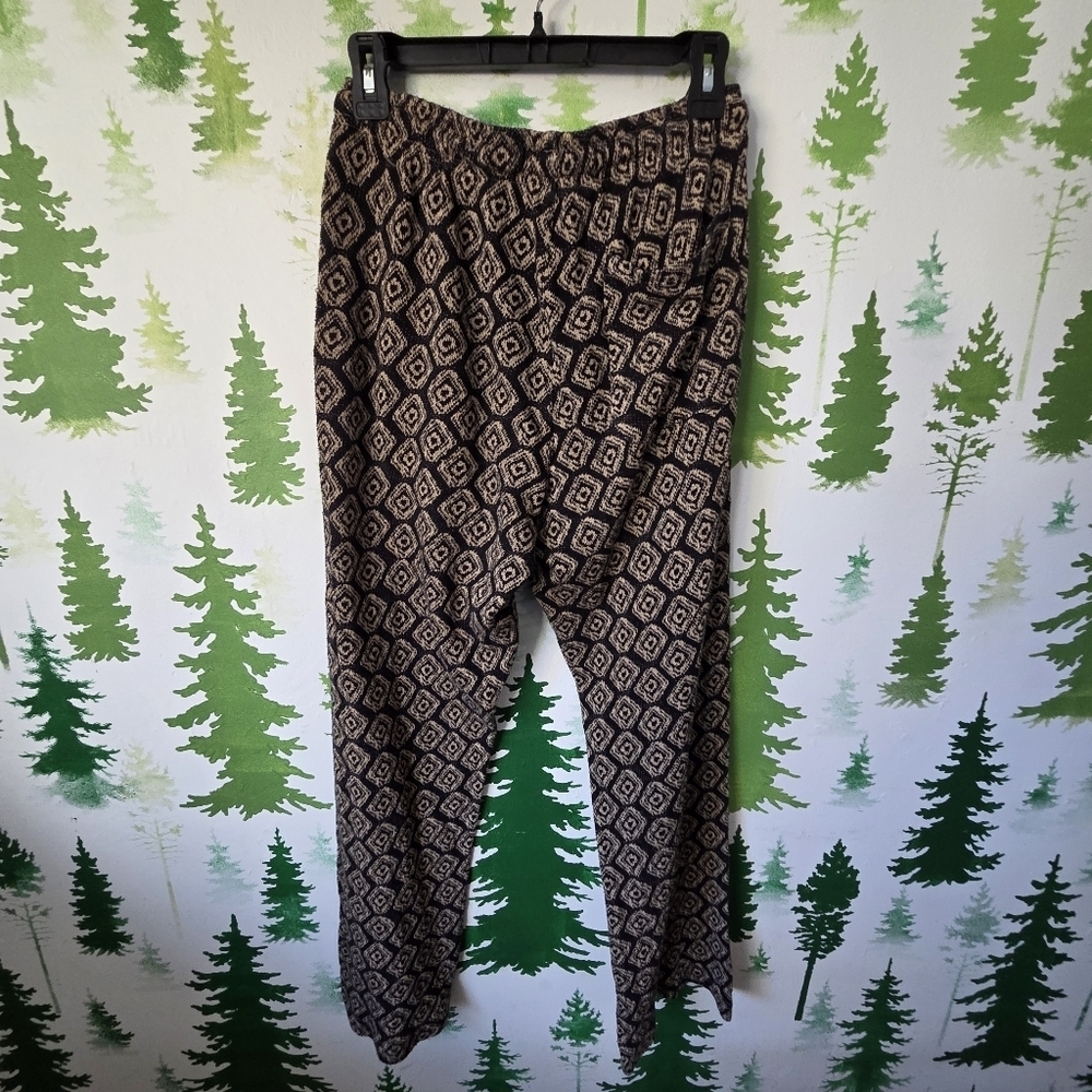Patterned Black and Tan Drawstring Pants - Picture 2 of 6